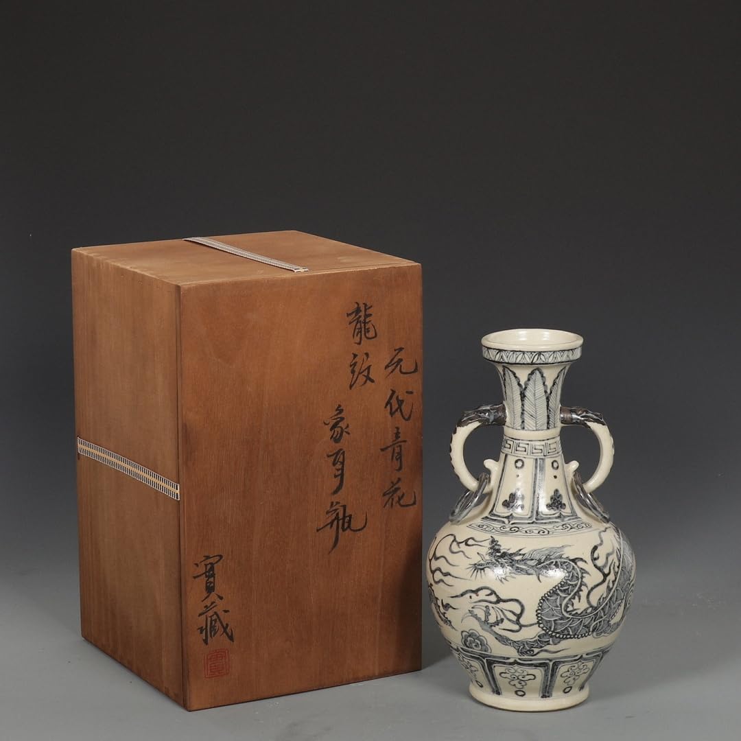 青花龍紋両耳瓶 賞物観賞瓶 工芸品 陶磁器 装飾品 花瓶 美術品 置物 清乾隆青花龍紋賞瓶 景徳鎮 陶磁器 装飾品 現代工芸品 美術品